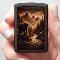 Artistic Leather-Like Bear by River  Zippo Lighter