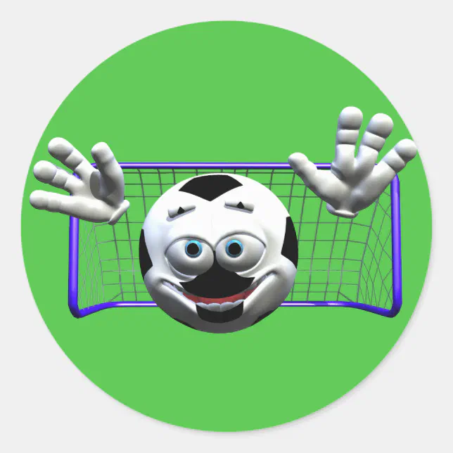 Funny Cartoon Soccer Ball Classic Round Sticker