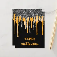 BUDGET Glitter Drip Black Halloween Classroom Card