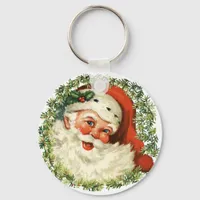 Festive Vintage Santa Keychain