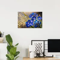 Forget-me-not flower with gold accents poster