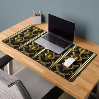 Elegant art deco pattern in black and gold desk mat