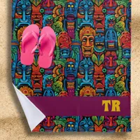 Colorful Tiki Vintage Hawaiian Beach Towel