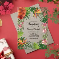 Clear Acrylic Tropical Floral Wedding Invitation