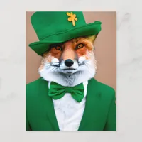 Red Fox in a Green St. Patrick's Day Suit Postcard