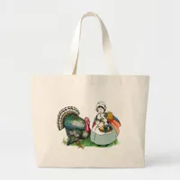 Vintage Ready For Thanksgiving Large Tote Bag