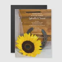 Sunflower and Horseshoe Western Wedding Magnetic Invitation