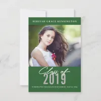 Modern Elegant Graduate | Green Graduation Photo Announcement