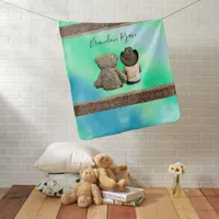 Cute Lil Cowboy Baby Boy and Teddy Bear Baby Blanket