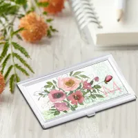 Pink white Roses  Business Card Case