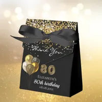 80th birthday black gold leopard thank you favor boxes