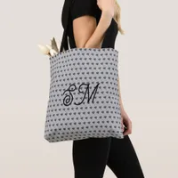 Monogram Gray Heart Balloon Gray All Over Print Tote Bag