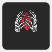 Skeleton Hands Holding Heart Halloween Costume  Square Sticker