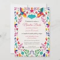 Fiesta Colorful Folk Art Floral Spanish Wedding Invitation