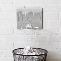 Silver Liquid Chrome Drips Metal Monogram Mini Basketball Hoop