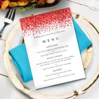 Glam Red Glitter Christmas Party Menu card