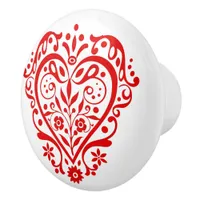 Red Heart Graphic Design Ceramic Knob