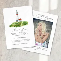 Lighthouse Photo Sympathy Funeral Memorial Thank You Card