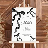 Black Bow Baby Shower Welcome Sign