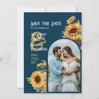 Sunflower Navy Blue Photo Arch Wedding Save The Date