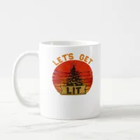 Let's Get Lit Funny Christmas Humor Quote Vintage  Coffee Mug