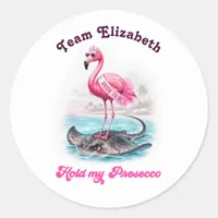 Prosecco Daredevil Flamingo Stingray Bachelorette Classic Round Sticker