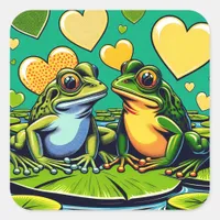 Valentine's Day | Frog Themed Square Sticker