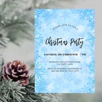 Christmas party blue snowflakes luxury invitation