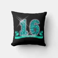 Sweet Sixteen Sparkle Teal ID120 Throw Pillow