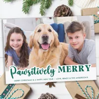 Dog Pawsitively Merry Cute Personalized Pet Photo Holiday Card
