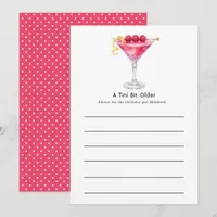 A Tini Bit Older Martini Birthday Party Advice Card