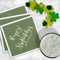 Happy St. Paddy's Orange Shamrock ID336 Napkins