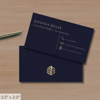 Simple Modern Navy Blue and Gold Business Card