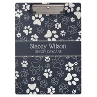 White And Navy Paw Print Pattern Clipboard