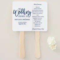 Wedding Program Fans | Brush Script - Navy Blue