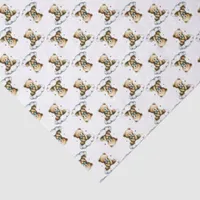 Cute Teddy Bear on Fluffy Cloud Blue Bow Tie Tissue Paper