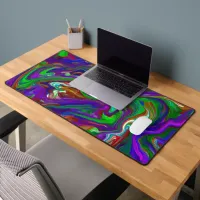 Marble Fluid Art Pour Painting Style  Desk Mat