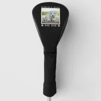 World's Best Dog Dad Paw Prints Pet Photo on Black Golf Head Cover