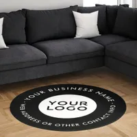 Business Logo & Contact Info Black & White Company Rug