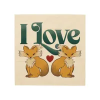 I Love Foxes Cute Heart Wood Wall Art
