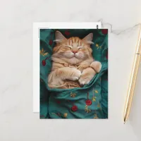 Sleepy Ginger Kitty Postcard