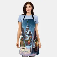 Charming snowy Christmas village custom Apron