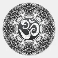 South Eastern Sun Black+White Aum Mandala Sticker