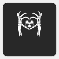 Radiology X-Ray Tech Heart Shaped Skeleton Hands D Square Sticker