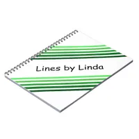 Notebook - Green Diagonal Stripes and Text