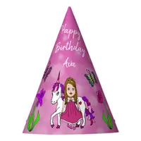 Magenta Fairy and Unicorn Birthday Hat