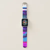 Crazy colorful splatter art purple, pink and blue  apple watch band