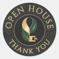 Black Marble Gold Real Estate Open House Thank You Classic Round Sticker