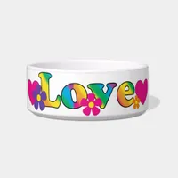 Love and Flowers Bright Colors 60s Hippie Design Bowl