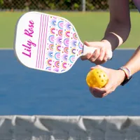 Custom Rainbow Pattern Monogram Name Pickleball Paddle